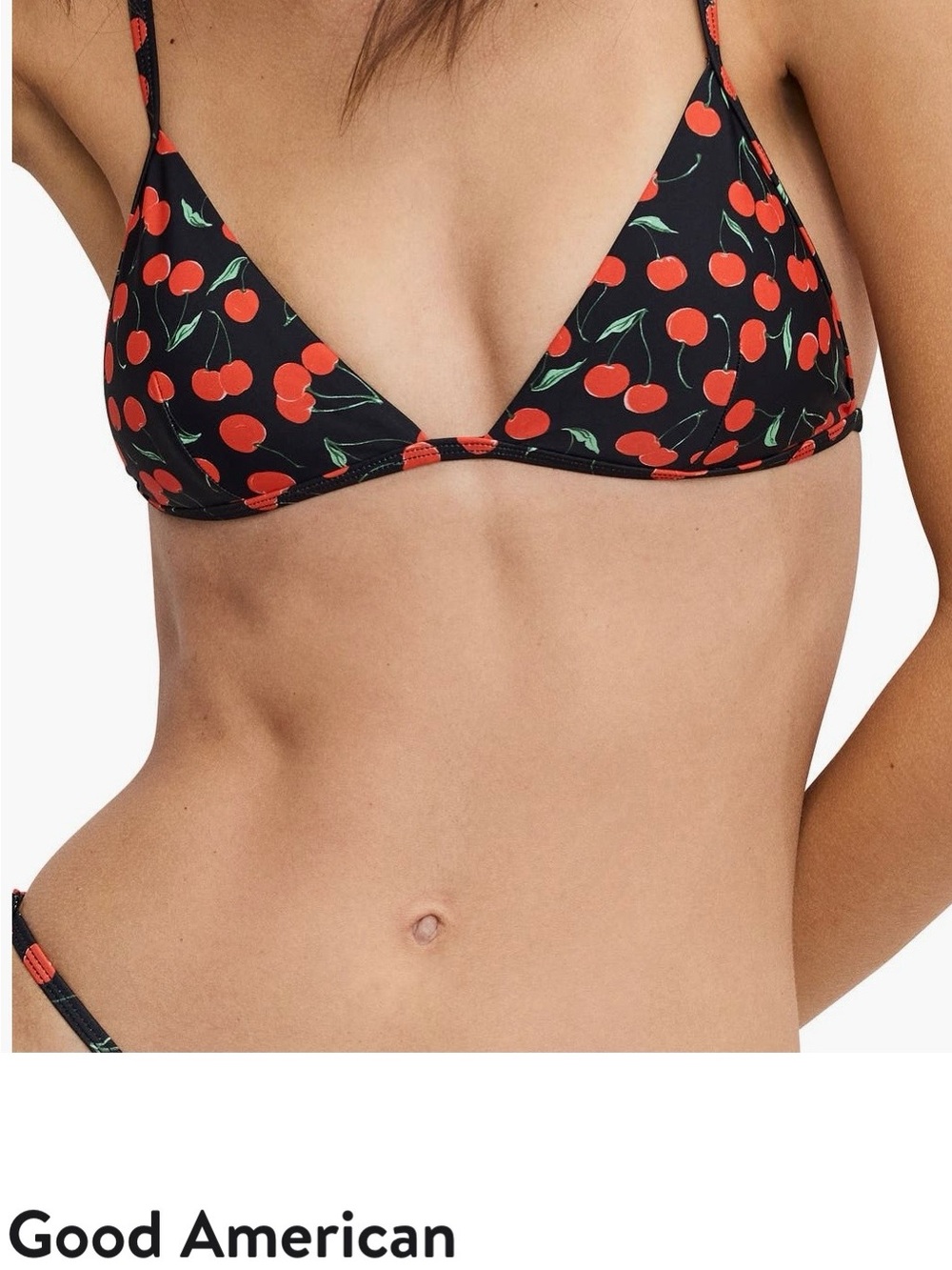 Good American Black Cherry Print Triangle Bikini Top
